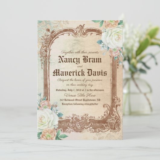 カスタムヴィンテージクラシカル結婚式招待状 招待状 (スタンド正面)