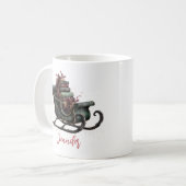カスタムヴィンテージクリスマスのソリと本 コーヒーマグカップ (正面左)