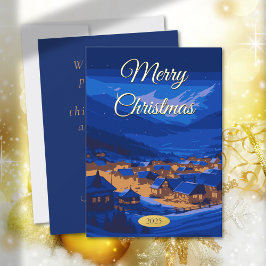 カスタムヴィンテージクリスマスウィンタービレッジ金ゴールド 箔シーズンカード