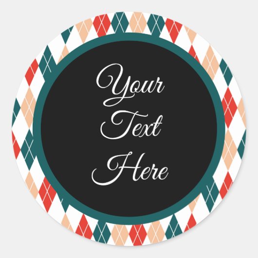 カスタムヴィンテージクリスマスファームハウスバッファローチェック ラウンドシール (正面)