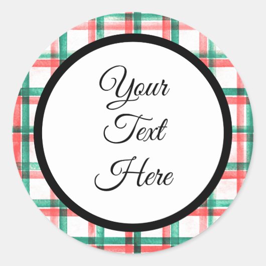 カスタムヴィンテージクリスマスファームハウスバッファローチェック ラウンドシール (正面)