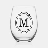 カスタムヴィンテージシクラシックックブラックモノグラム ステムなしワイングラス (正面)