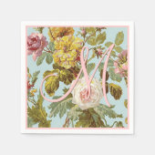 カスタムヴィンテージスタイリッシュピンクのバラの花 スタンダードカクテルナプキン (正面)