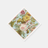 カスタムヴィンテージスタイリッシュピンクのバラの花 スタンダードカクテルナプキン (角)