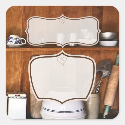 カスタムヴィンテージストア/ベイクショップステッカー スクエアシール (正面)