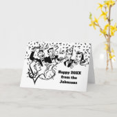 カスタムヴィンテージハッピーニューイヤー カード (黄色い花)