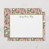 カスタムヴィンテージバラオンライトピンクフローラ ノートカード (正面/裏面)