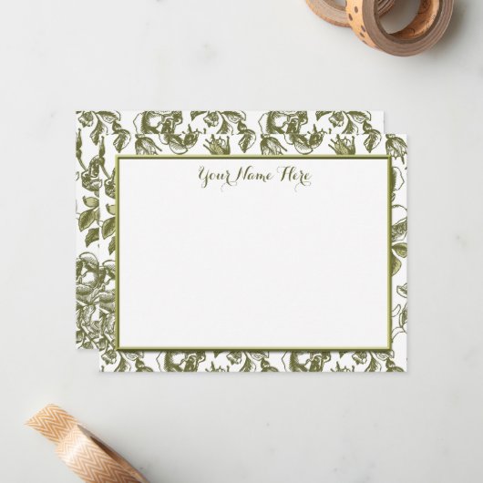 カスタムヴィンテージバラフローラフラットノートカード ノートカード (正面/裏面インサイチュ)