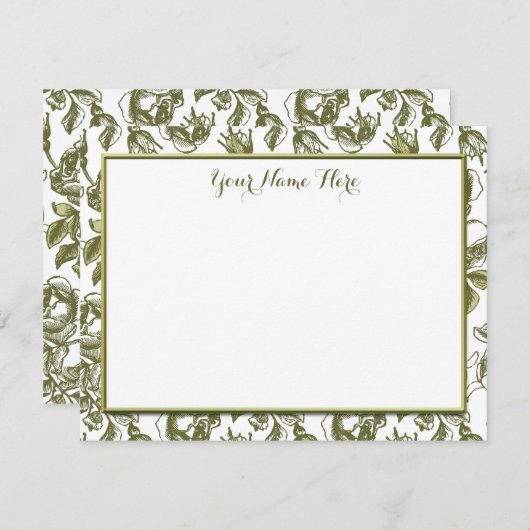 カスタムヴィンテージバラフローラフラットノートカード ノートカード (正面/裏面)