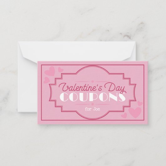 カスタムヴィンテージバレンタイン·クーポンロマンティック ノートカード (正面)