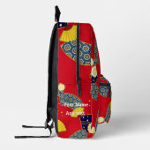 カスタムヴィンテージパタ日本のーン赤 プリントバックパック (左)