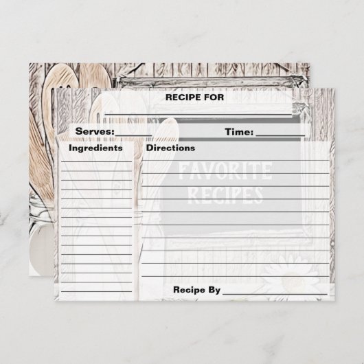 カスタムヴィンテージパーソナライズされたレシピ インビテーションポストカード (正面/裏面)