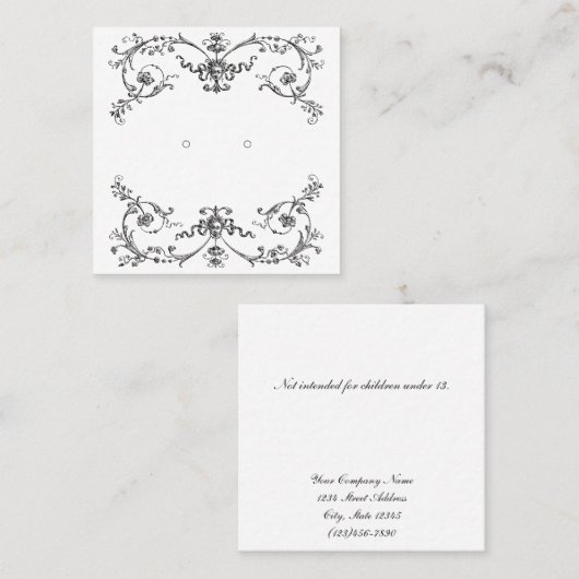 カスタムヴィンテージビクトリアンイヤリングディスプレイカード 予約カード (正面/裏面)