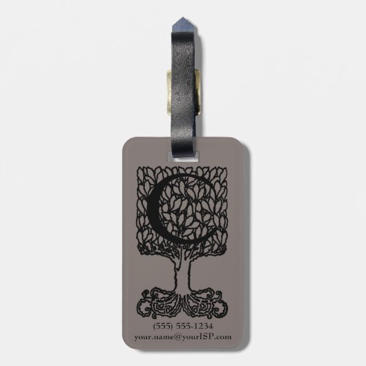 カスタムヴィンテージビクトリアンモノグラム文字C ラゲッジタグ (裏面縦)