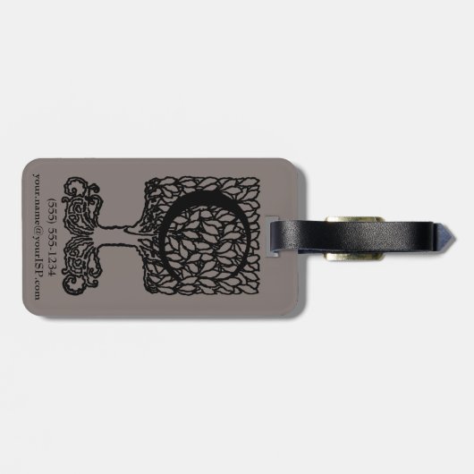 カスタムヴィンテージビクトリアンモノグラム文字C ラゲッジタグ (裏面横)