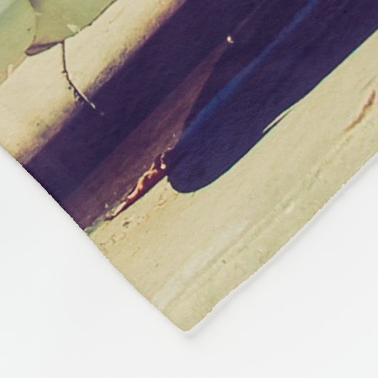 カスタムヴィンテージビーチキャンパーバスとヤシの木: フリースブランケット (角)