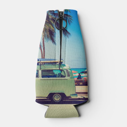 カスタムヴィンテージビーチキャンパーバスとヤシの木： ボトルクーラー (裏面)