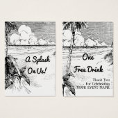 カスタムヴィンテージビーチテーマイベントフリー飲料チケット (正面&裏面)