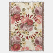 カスタムヴィンテージフローラパーソナライズされた スローブランケット (正面縦)