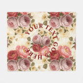 カスタムヴィンテージフローラパーソナライズされた フリースブランケット (正面(横))