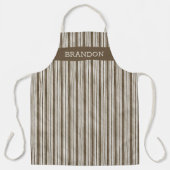 カスタムヴィンテージブラウンアイボリーリニフェイクンストライプ エプロン (正面)