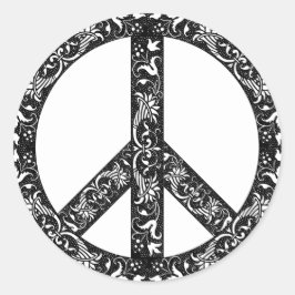 カスタムヴィンテージブラック/ホワイトピースサイン戦争なし ラウンドシール