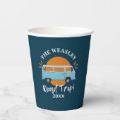 カスタムヴィンテージブルーキャンパーカーファミリーロードトリップ 紙コップ (正面)
