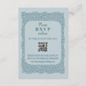 カスタムヴィンテージブルーレースQRコードエンクロージャカード エンクロージャーカード (正面)