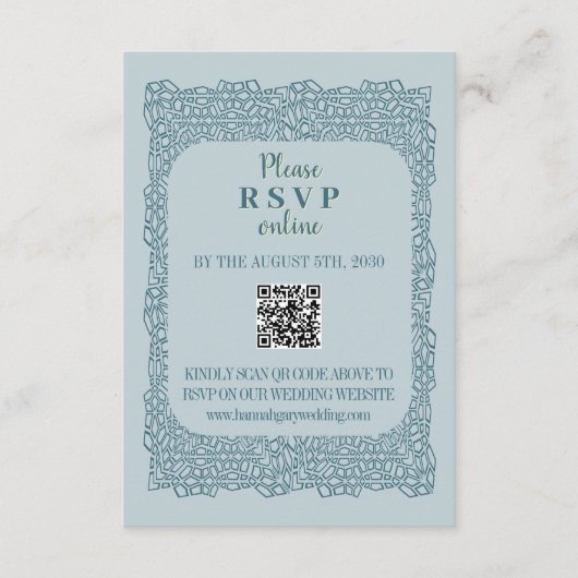 カスタムヴィンテージブルーレースQRコードエンクロージャカード エンクロージャーカード (正面)