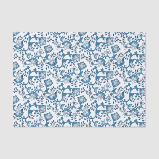 カスタムヴィンテージブルー&ホワイトフローラ磁器中国 薄葉紙 (正面)