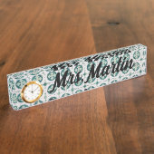 カスタムヴィンテージポルトガルのタイル時計(緑) デスクネームプレート (側面)