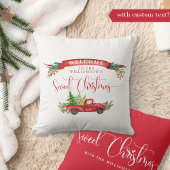 カスタムヴィンテージレッドトラック甘いクリスマスフェスティバル クッション