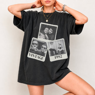 カスタムヴィンテージ写真とイヤーシャツ、名入れ Tシャツ