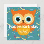 カスタムヴィンテージ動物フクロウ誕生日かわいいフラットカード (正面/裏面)