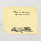 カスタムヴィンテージ図書の書図書館 ノートカード (正面/裏面)