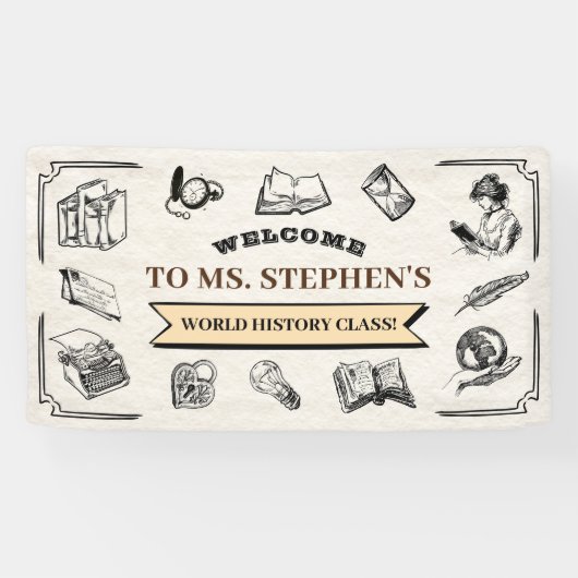 カスタムヴィンテージ履歴先生教室へようこそ 横断幕 (横)