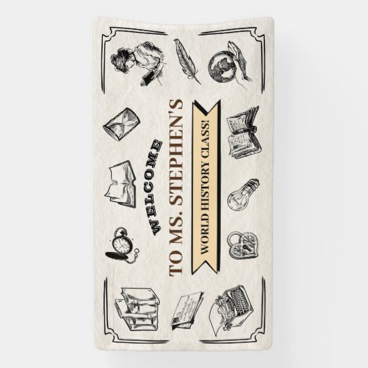 カスタムヴィンテージ履歴先生教室へようこそ 横断幕 (縦)