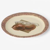 カスタムヴィンテージ桃エレガントレトロレシピ ペーパープレート (アングル)