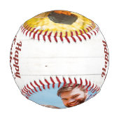 カスタムヴィンテージ父の日の写真素朴野球 野球ボール (裏面)