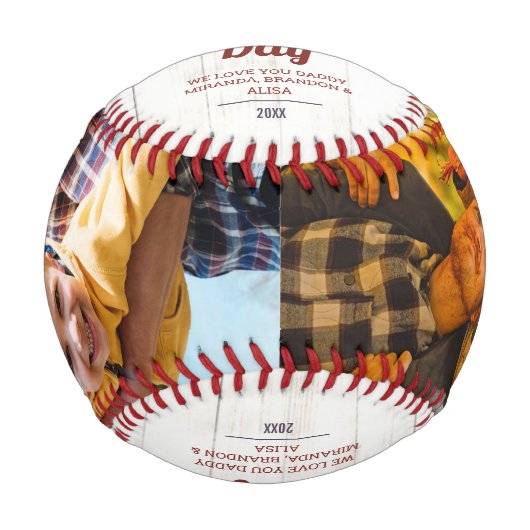 カスタムヴィンテージ父の日の写真素朴野球 野球ボール (正面)