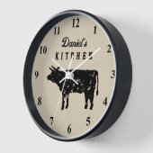 カスタムヴィンテージ牛ロゴ付きキッチンウォールクロック 壁時計 (傾斜)