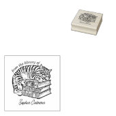 カスタムヴィンテージ猫蔵書票 ラバースタンプ (押印)