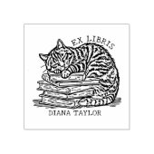 カスタムヴィンテージ猫蔵書票 ラバースタンプ (インプリント)