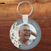 カスタムヴィンテージ白ゆり花写真 キーホルダー (正面)