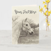 カスタムヴィンテージ白馬 カード (黄色い花)