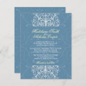 カスタムヴィンテージ空力ブルーisabelline結婚's 招待状 (正面/裏面)