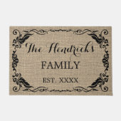 カスタムヴィンテージ素朴ファミリ名ようこそ ドアマット (正面)