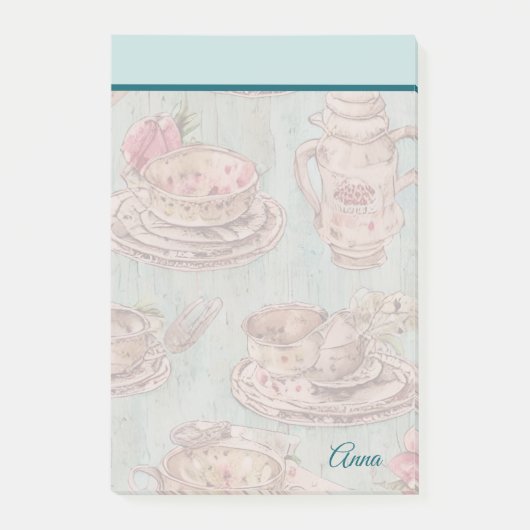 カスタムヴィンテージ絵を描のキッ素朴チン青 ポストイット (正面)