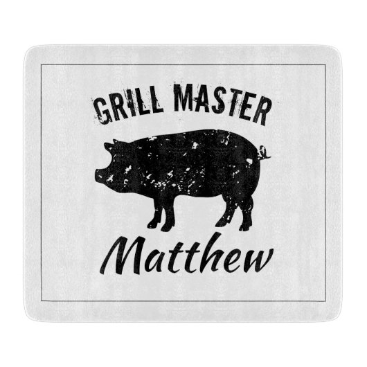 カスタムヴィンテージ豚焼きマスター切断盤ギフト カッティングボード (正面)