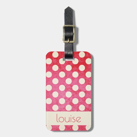 カスタムヴィンテージ赤オフ白水玉模様パターン ラゲッジタグ